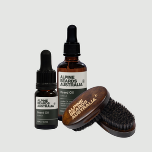 Beard Brush + 50ml Beard Oil + 10ml Beard Oil Bundle - Alpine Beards Australia