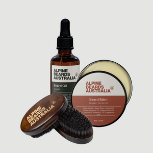 Beard Brush + 50ml Beard Oil  + Beard Balm Bundle - Alpine Beards Australia