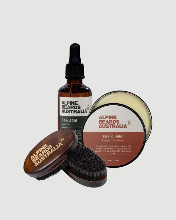 Beard Brush + 50ml Beard Oil  + Beard Balm Bundle - Alpine Beards Australia