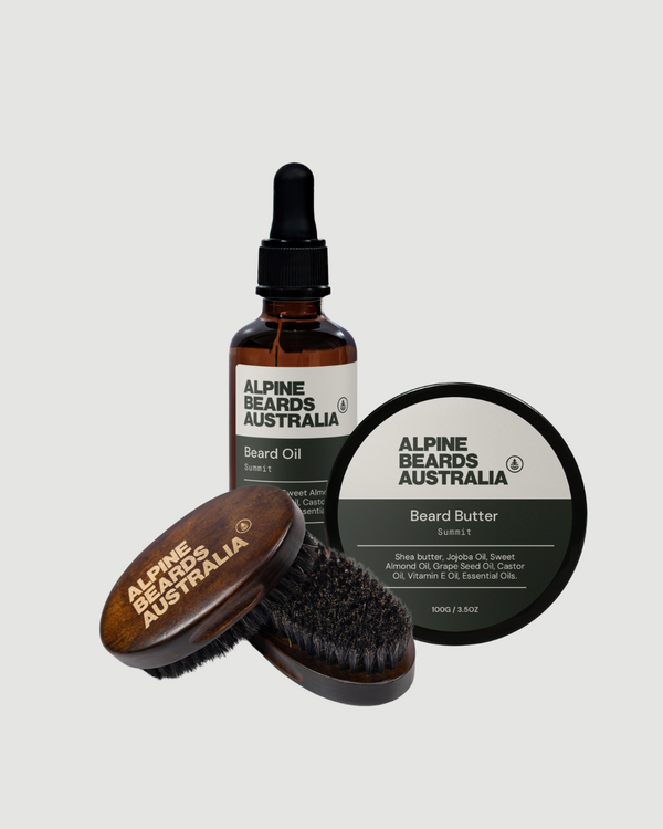 Beard Brush + 50ml Beard Oil  + Beard Butter Bundle - Alpine Beards Australia